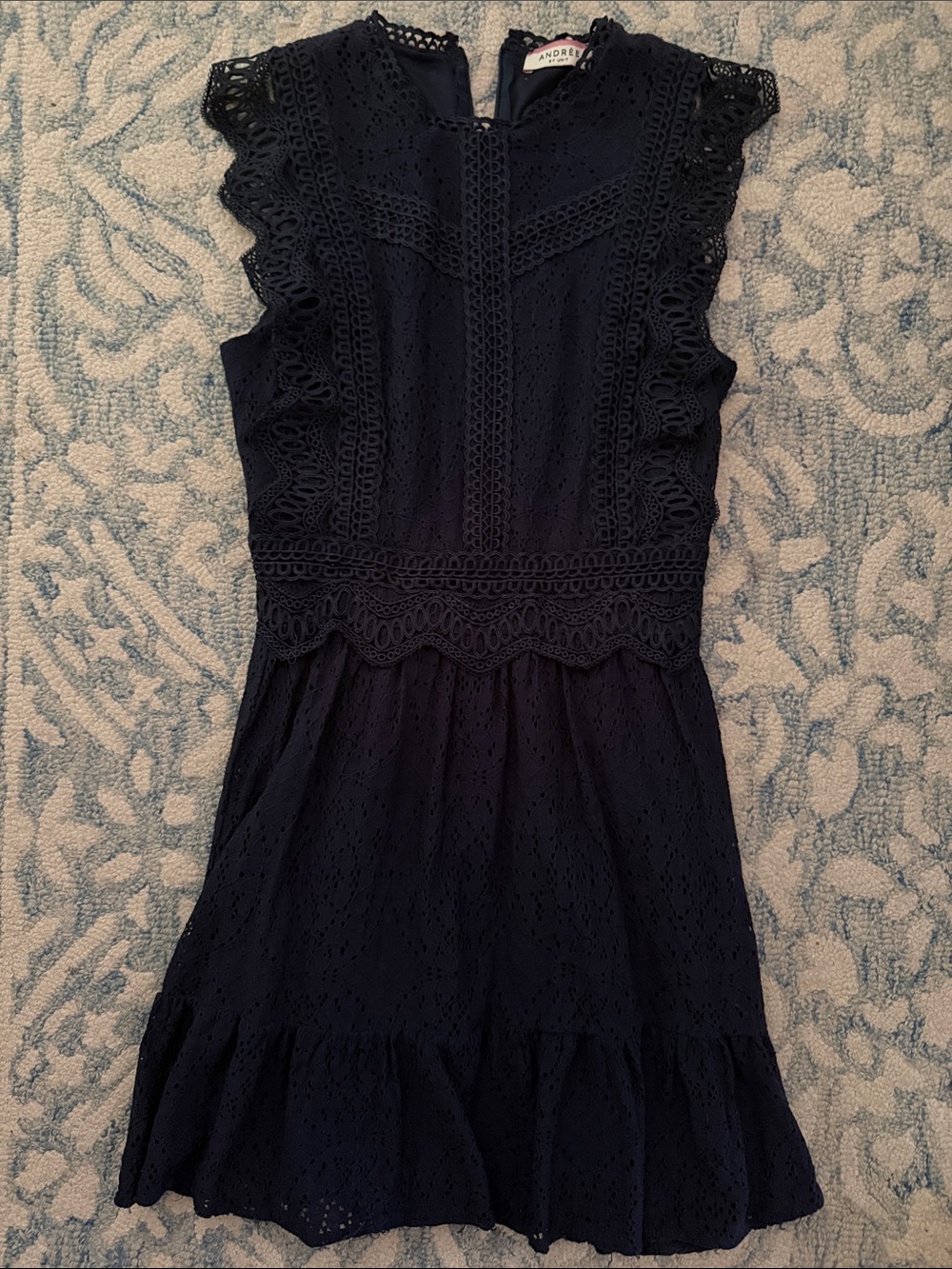 ANDREE BY UNIT Navy Lace Eyelet Mini Dress